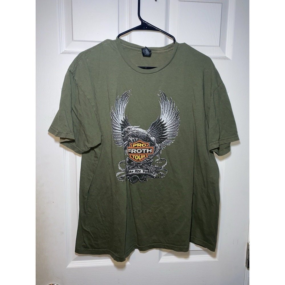 Gildan Men's Eagle Pro Froth Tour Harley Davidson Look green Shirt XL